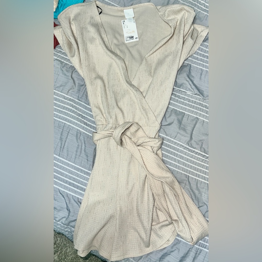 H&M Romper Elastic Waist Beige With Gold- Size S (never worn)